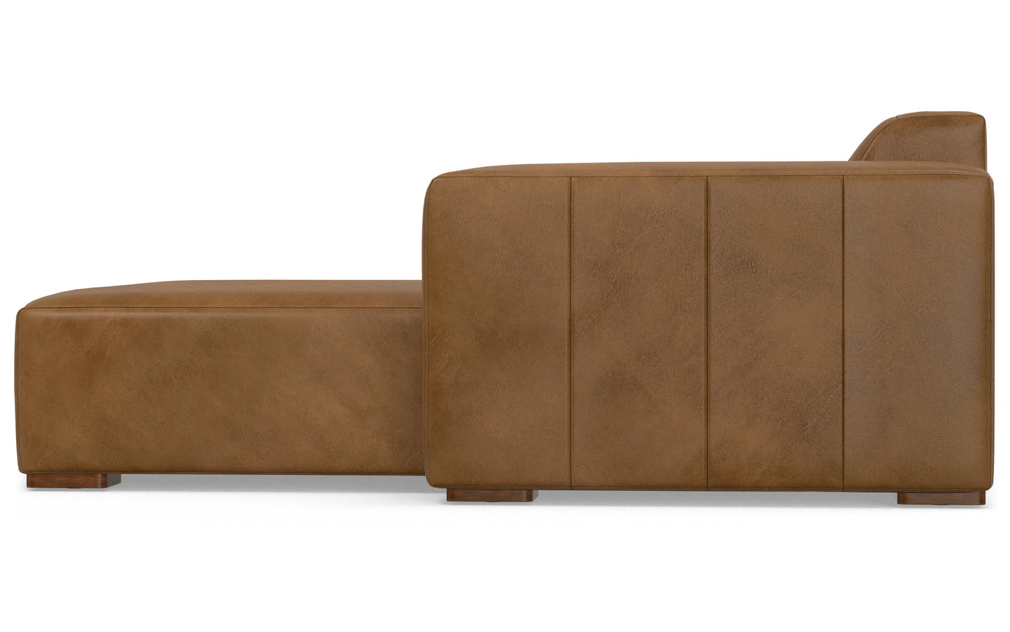 Caramel Brown Genuine Leather | Rex 2 Seater Sofa and Right Chaise in Genuine Leather