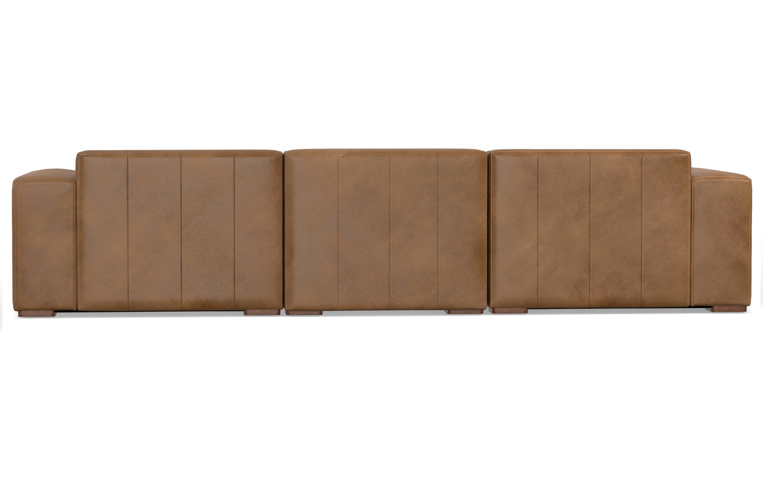 Caramel Brown Genuine Leather | Rex 2 Seater Sofa and Right Chaise in Genuine Leather