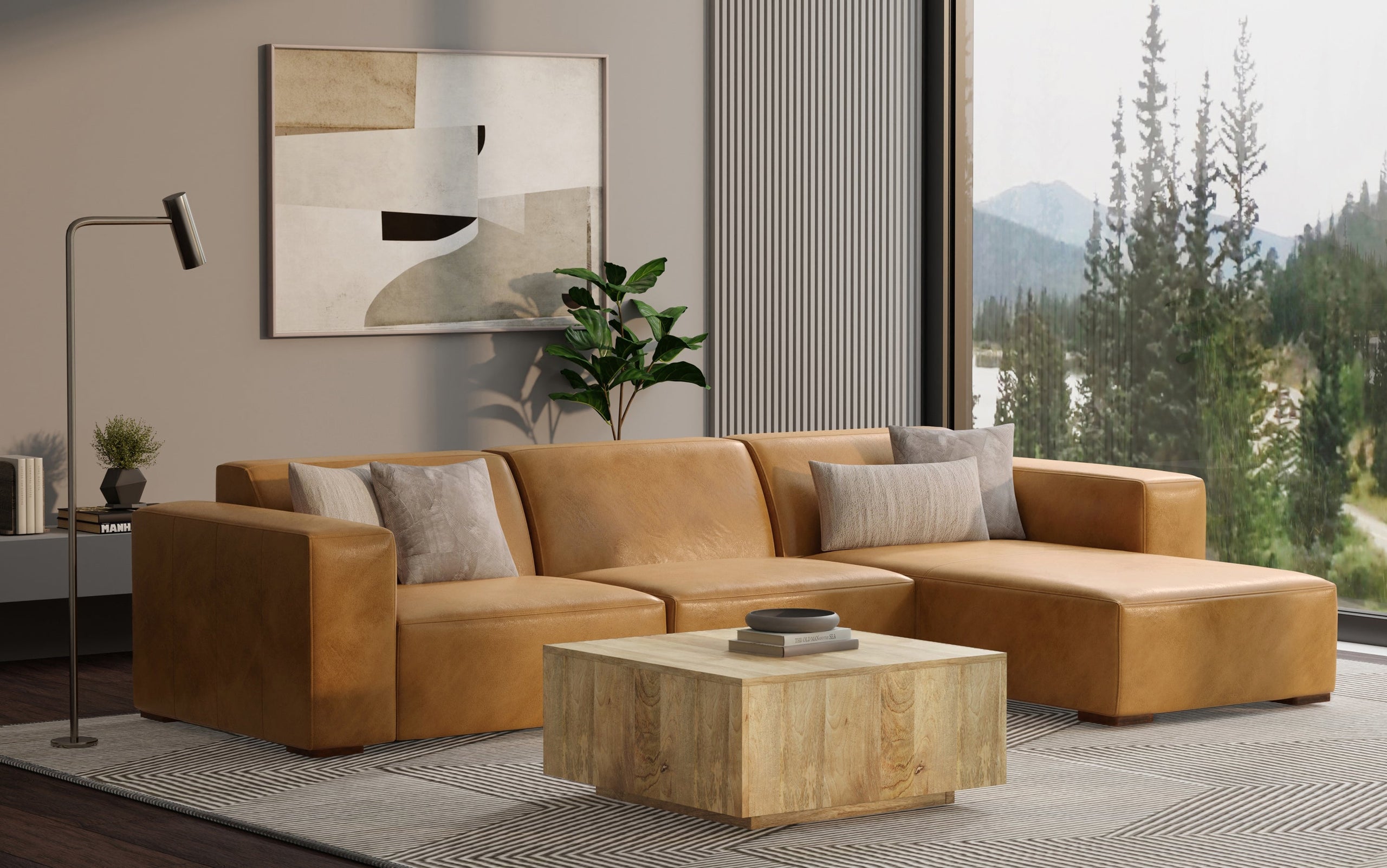 Sienna Genuine Leather | Rex 2 Seater Sofa and Right Chaise in Genuine Leather