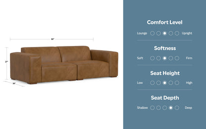 Caramel Brown Genuine Leather | Rex 2 Seater Sofa in Genuine Leather