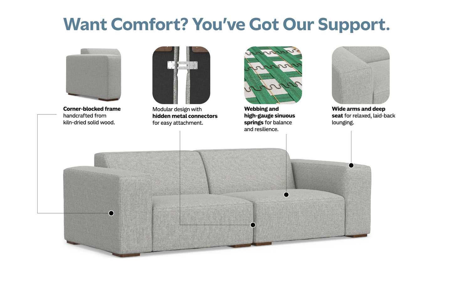 Pale Grey Performance Fabric | Rex 2 Seater Sofa in Performance Fabric
