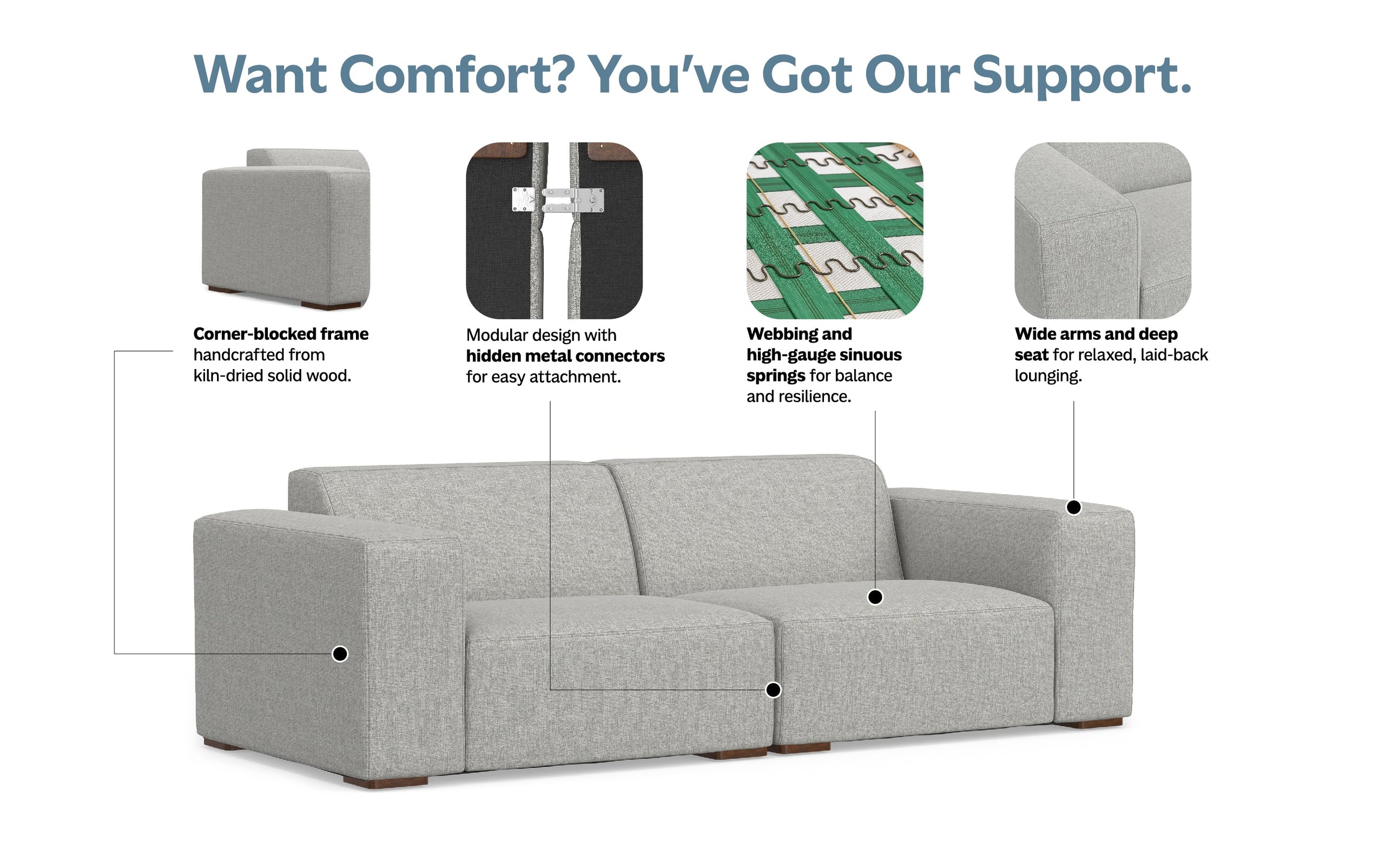 Pale Grey Performance Fabric | Rex 2 Seater Sofa in Performance Fabric