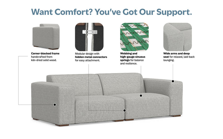 Pale Grey Performance Fabric | Rex 2 Seater Sofa in Performance Fabric