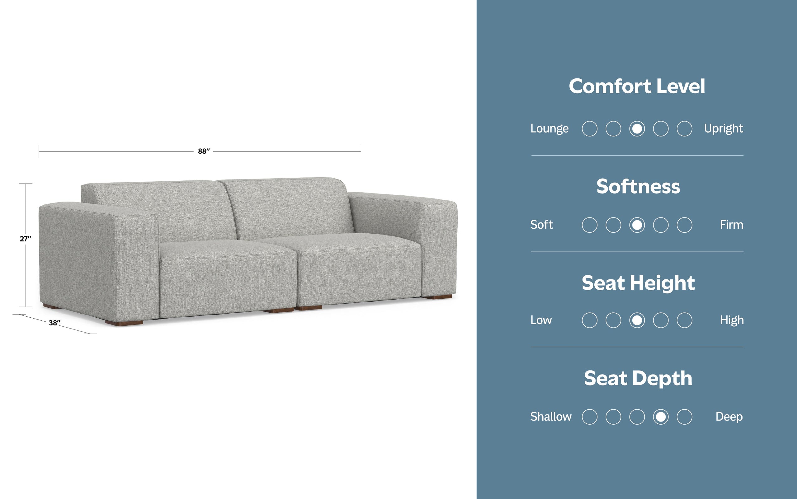 Pale Grey Performance Fabric | Rex 2 Seater Sofa in Performance Fabric