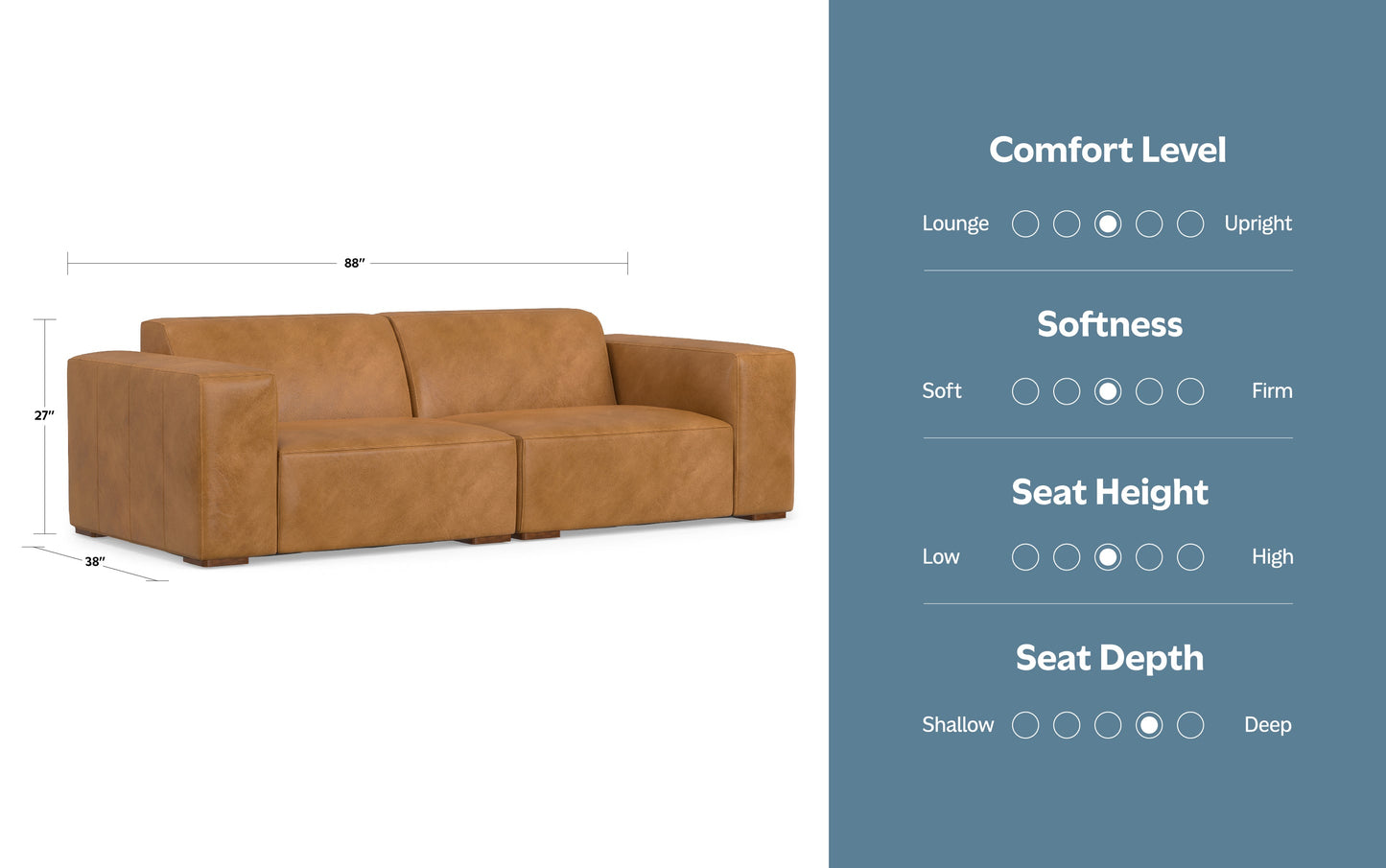 Sienna Genuine Leather | Rex 2 Seater Sofa in Genuine Leather