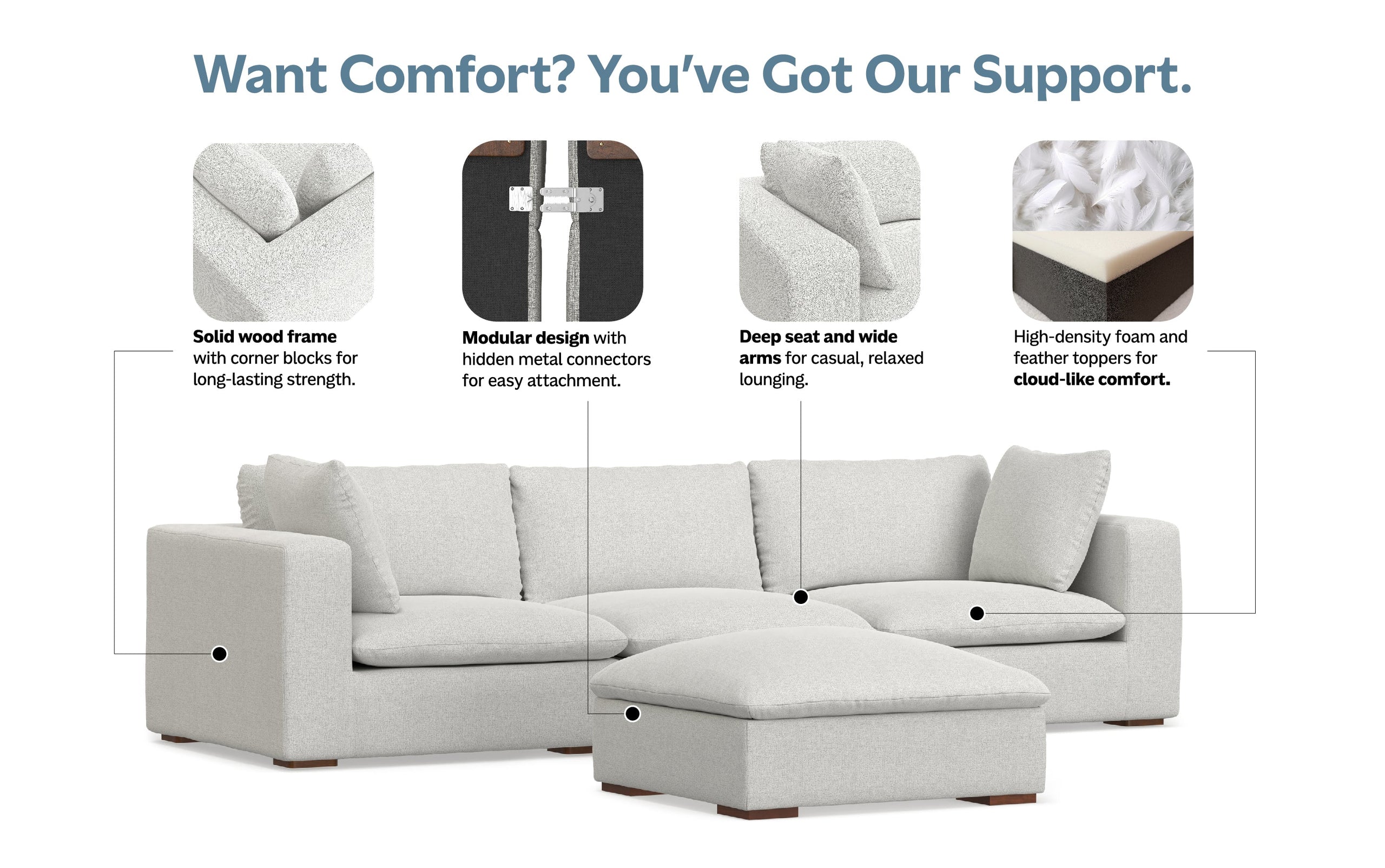 Jasmine 3 Seater Sofa and Ottoman