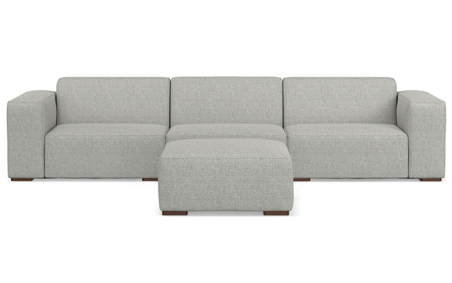 Pale Grey Performance Fabric | Rex 3 Seater Sofa and Ottoman in Performance Fabric