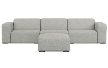Pale Grey Performance Fabric | Rex 3 Seater Sofa and Ottoman in Performance Fabric