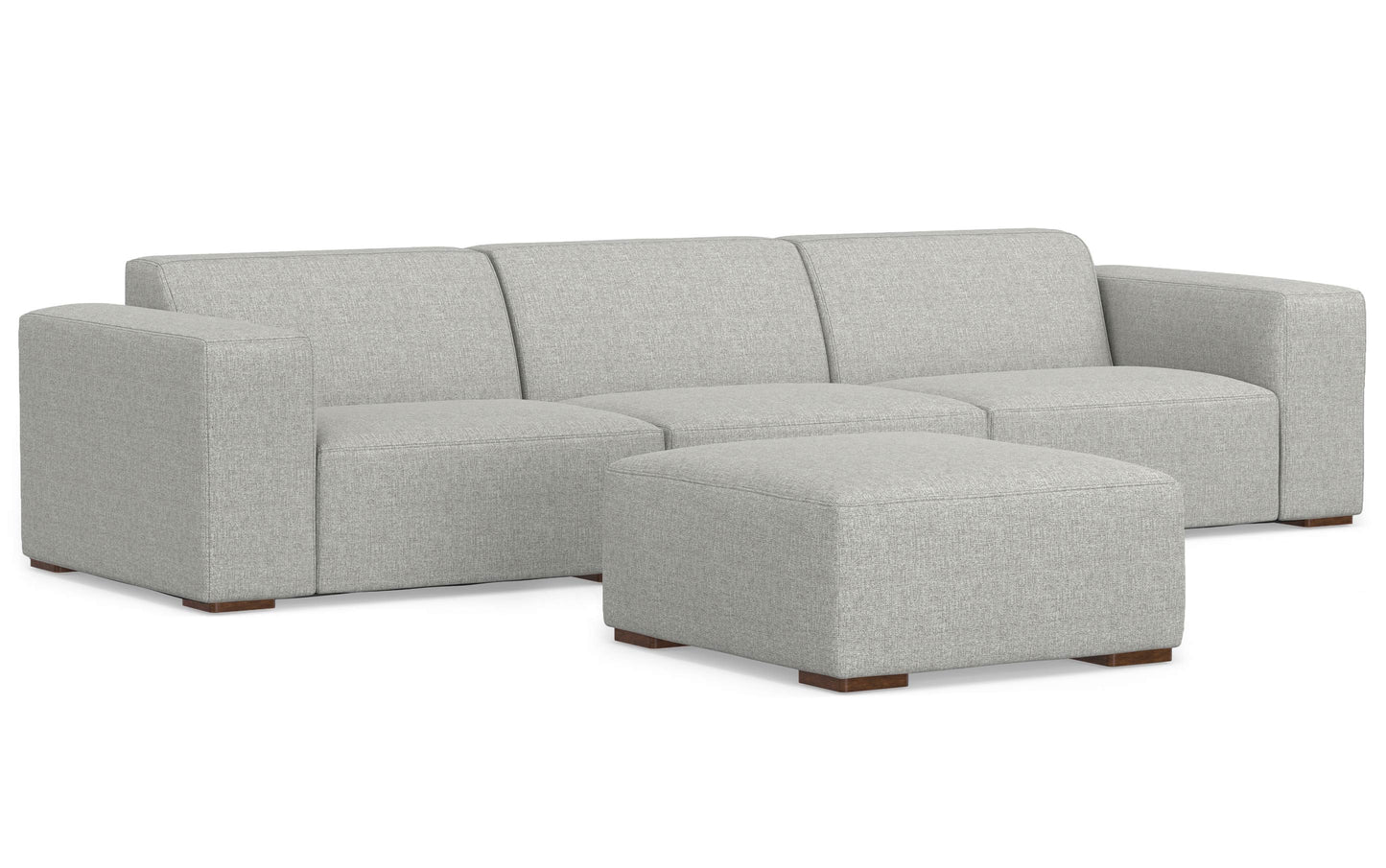 Pale Grey Performance Fabric | Rex 3 Seater Sofa and Ottoman in Performance Fabric