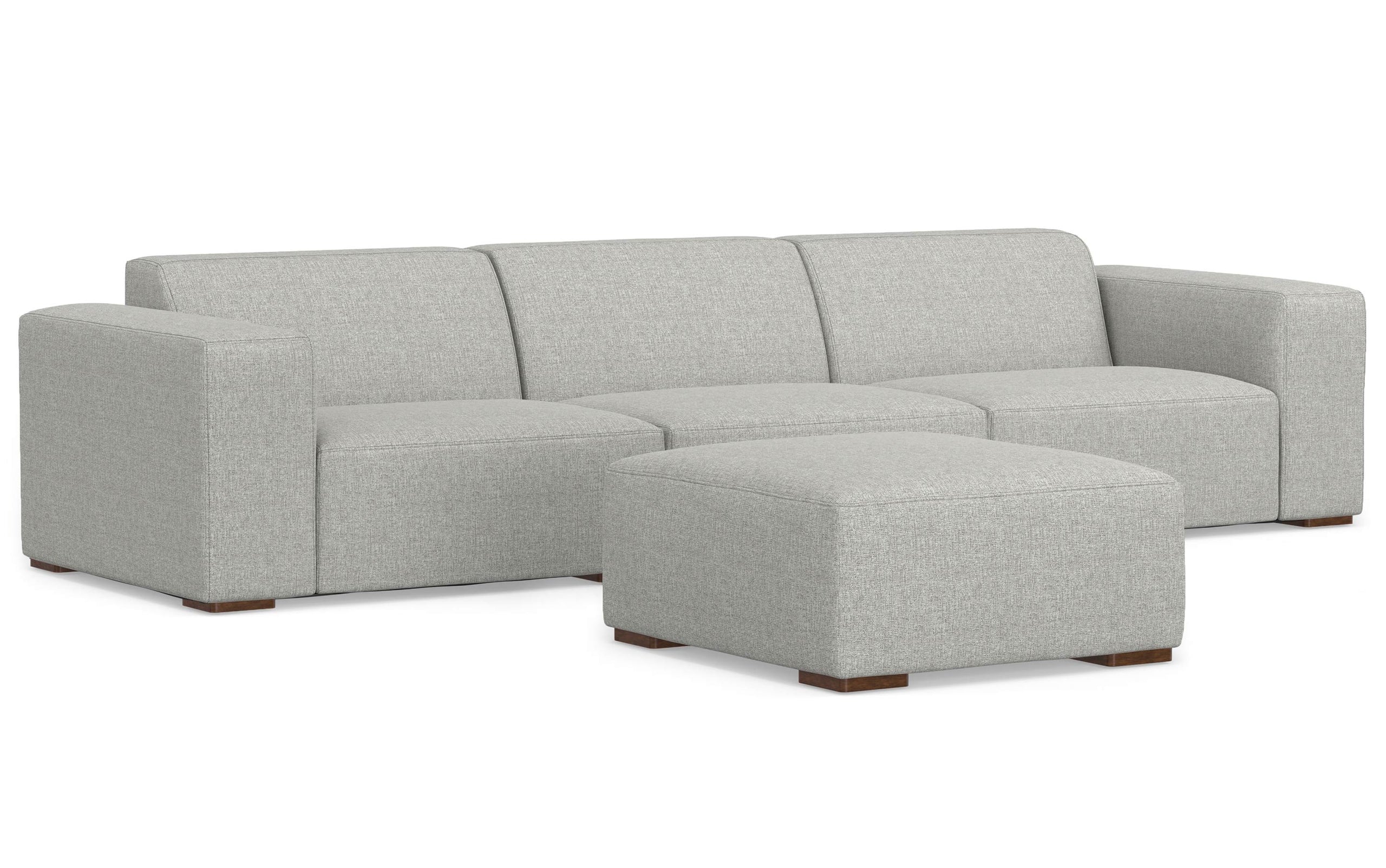 Pale Grey Performance Fabric | Rex 3 Seater Sofa and Ottoman in Performance Fabric