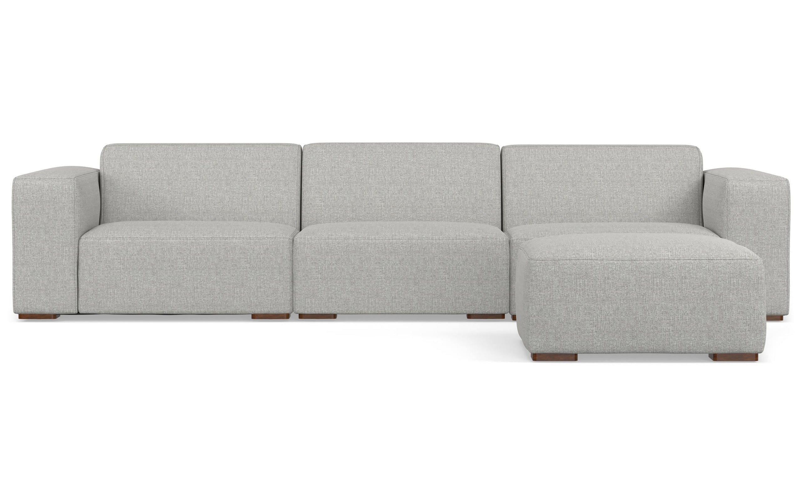 Pale Grey Performance Fabric | Rex 3 Seater Sofa and Ottoman in Performance Fabric