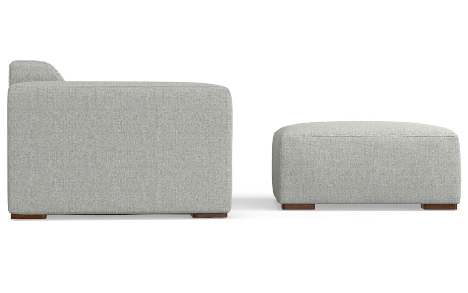 Pale Grey Performance Fabric | Rex 3 Seater Sofa and Ottoman in Performance Fabric