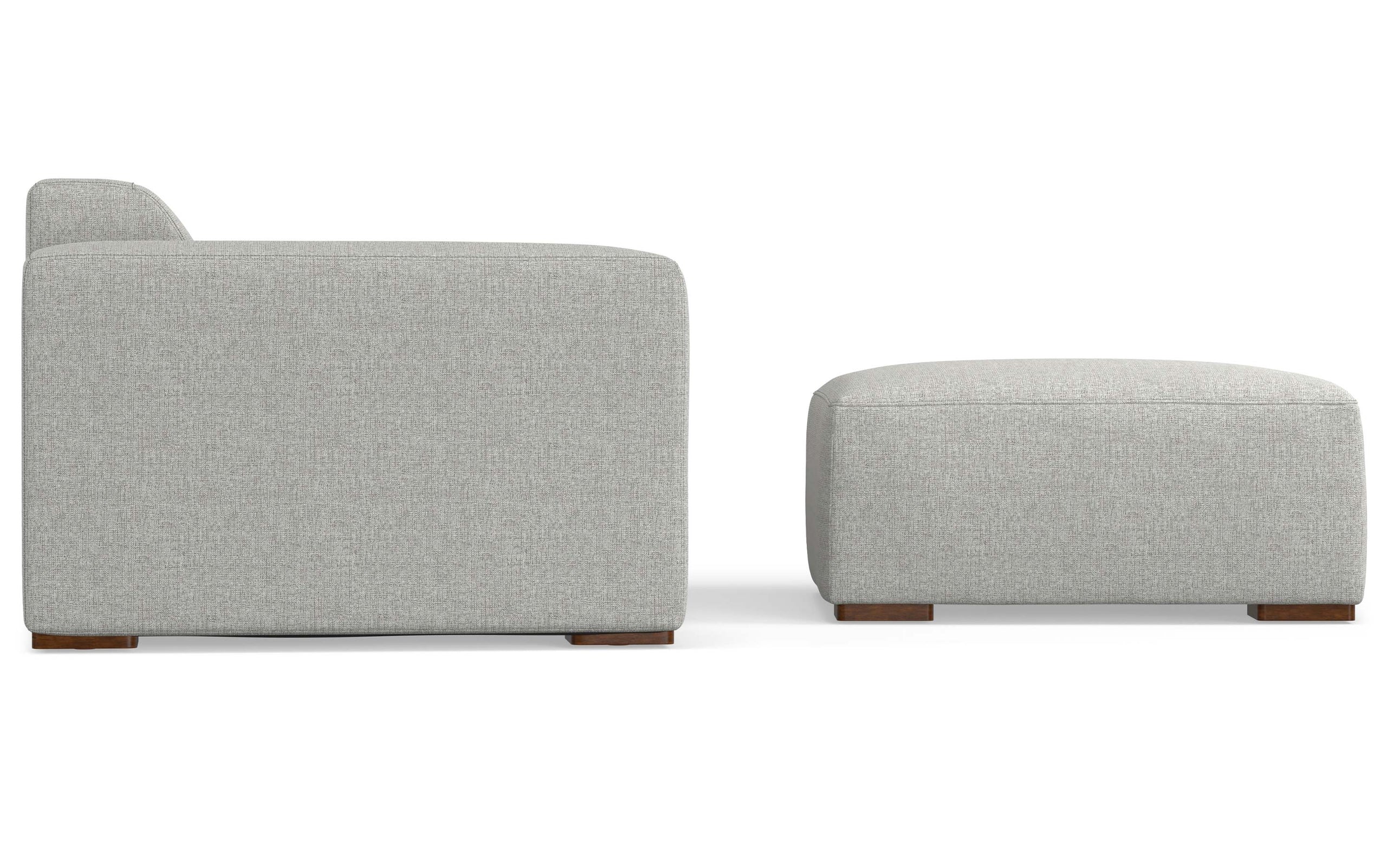 Pale Grey Performance Fabric | Rex 3 Seater Sofa and Ottoman in Performance Fabric
