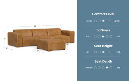 Sienna Genuine Leather | Rex 3 Seater Sofa and Ottoman in Genuine Leather