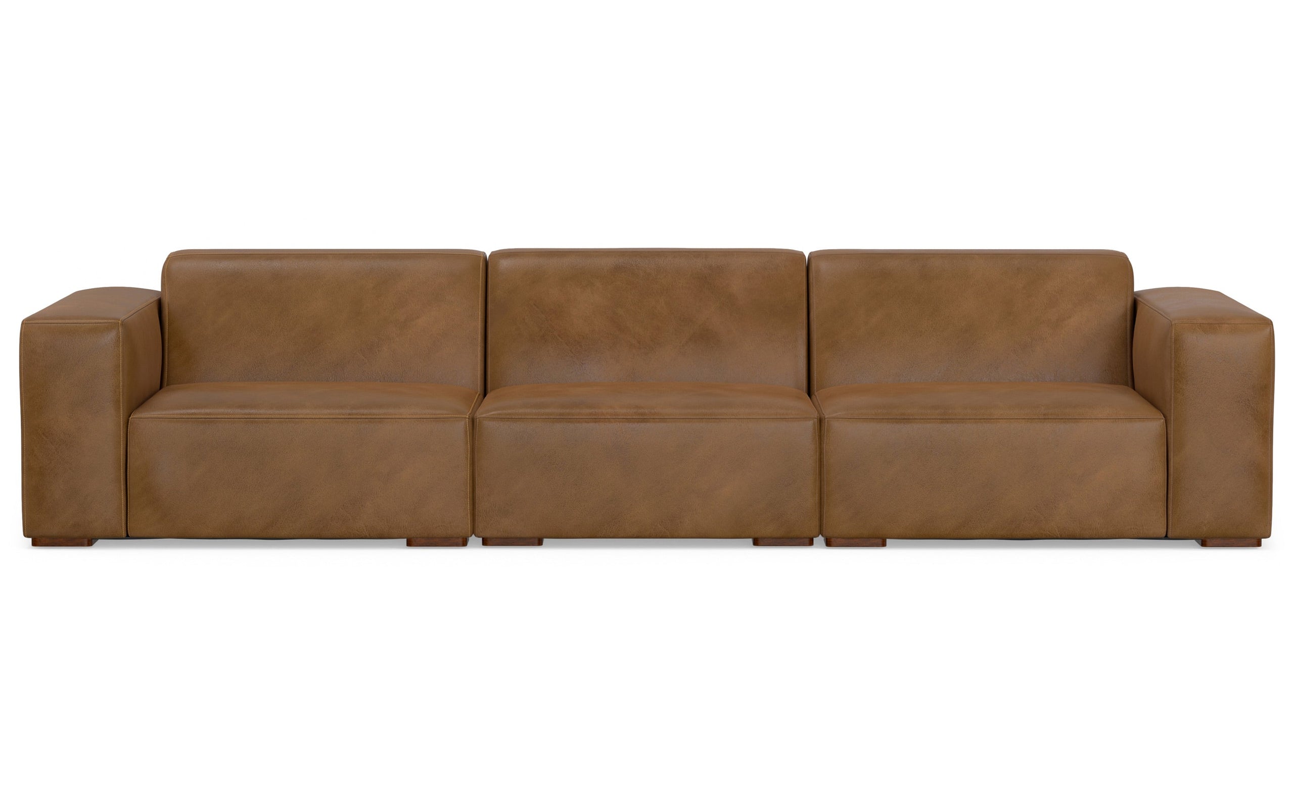 Caramel Brown Genuine Leather | Rex 3 Seater Sofa in Genuine Leather