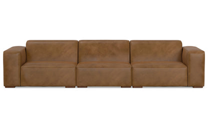 Caramel Brown Genuine Leather | Rex 3 Seater Sofa in Genuine Leather