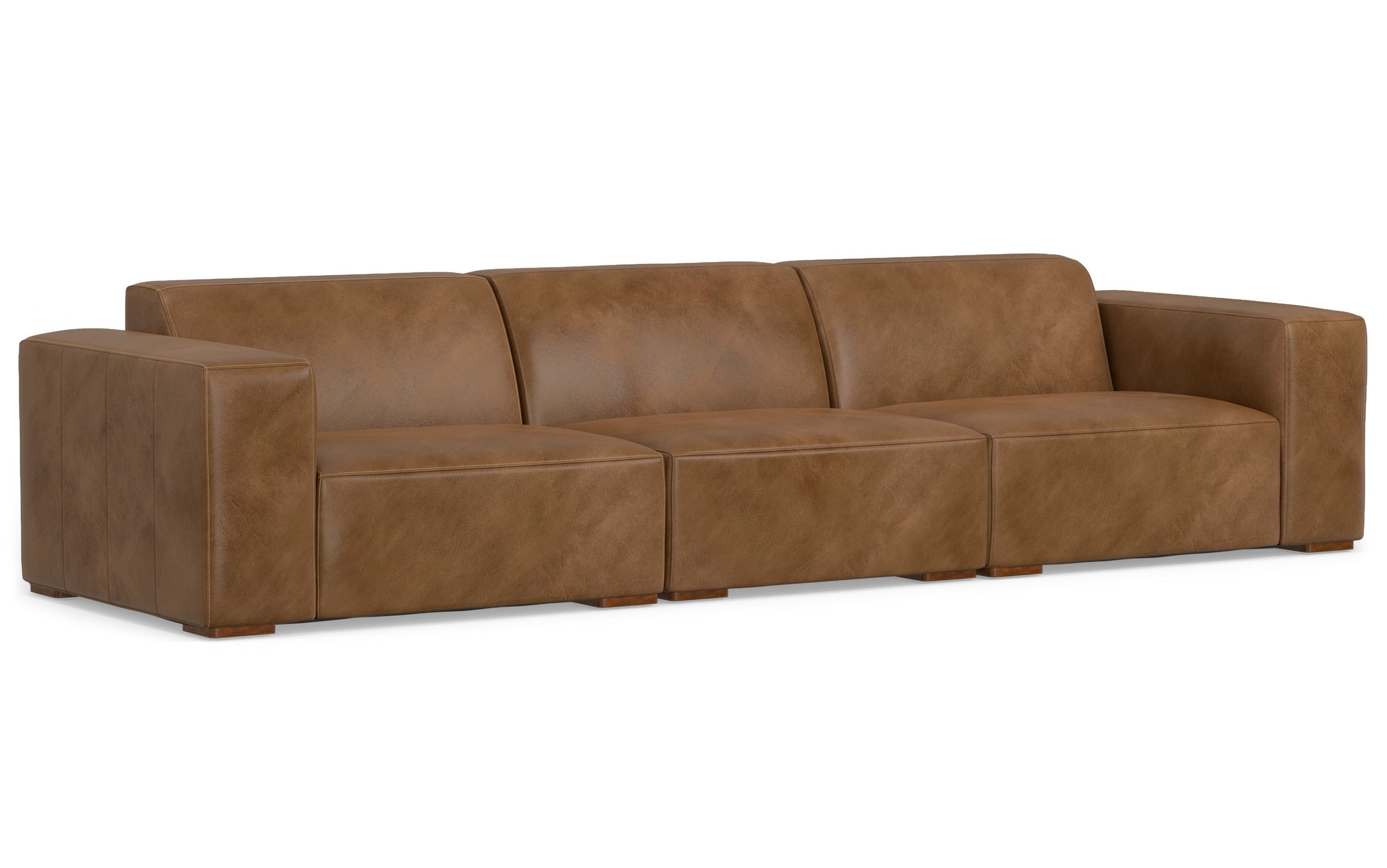 Caramel Brown Genuine Leather | Rex 3 Seater Sofa in Genuine Leather