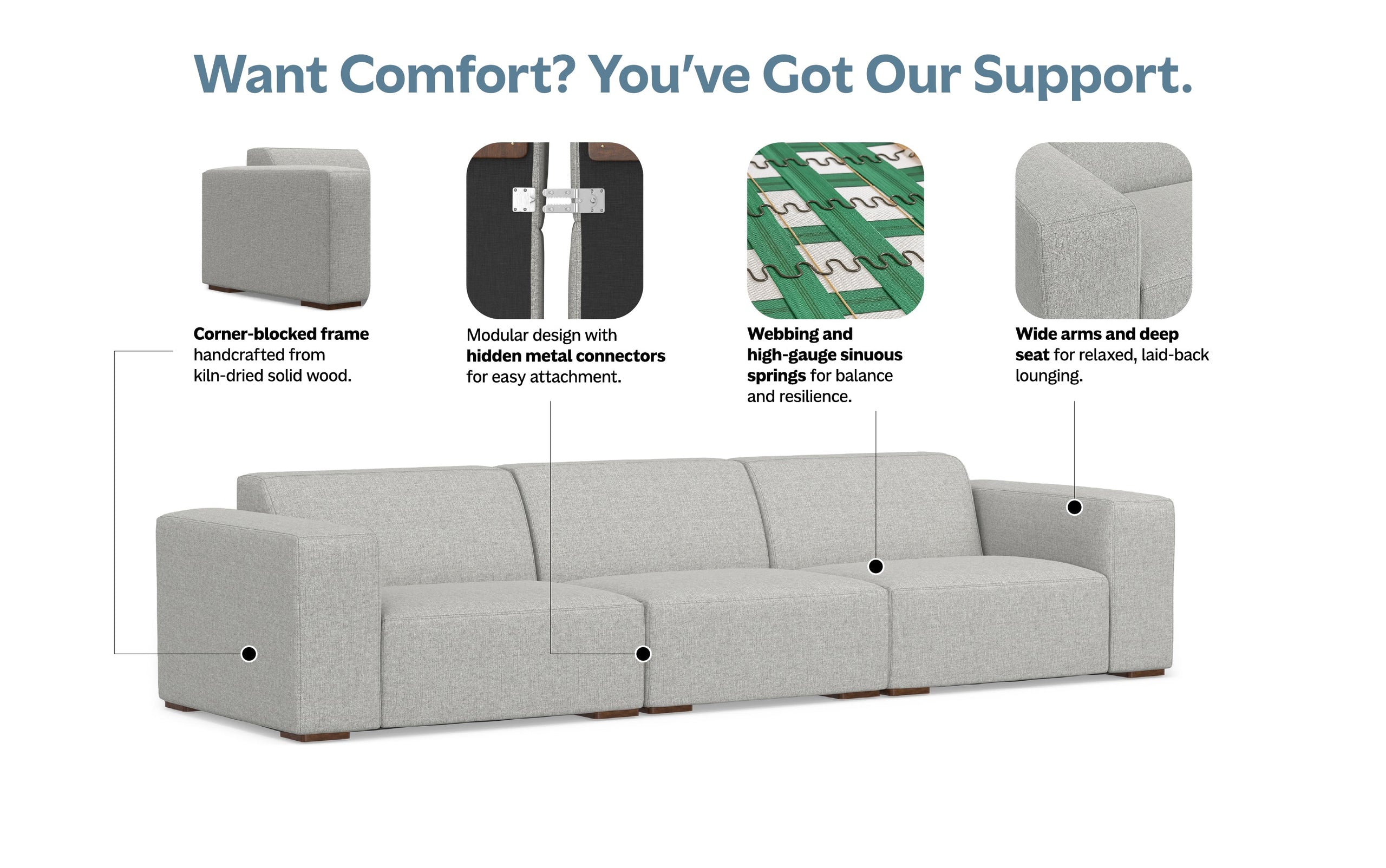 Pale Grey Performance Fabric | Rex 3 Seater Sofa Performance Fabric