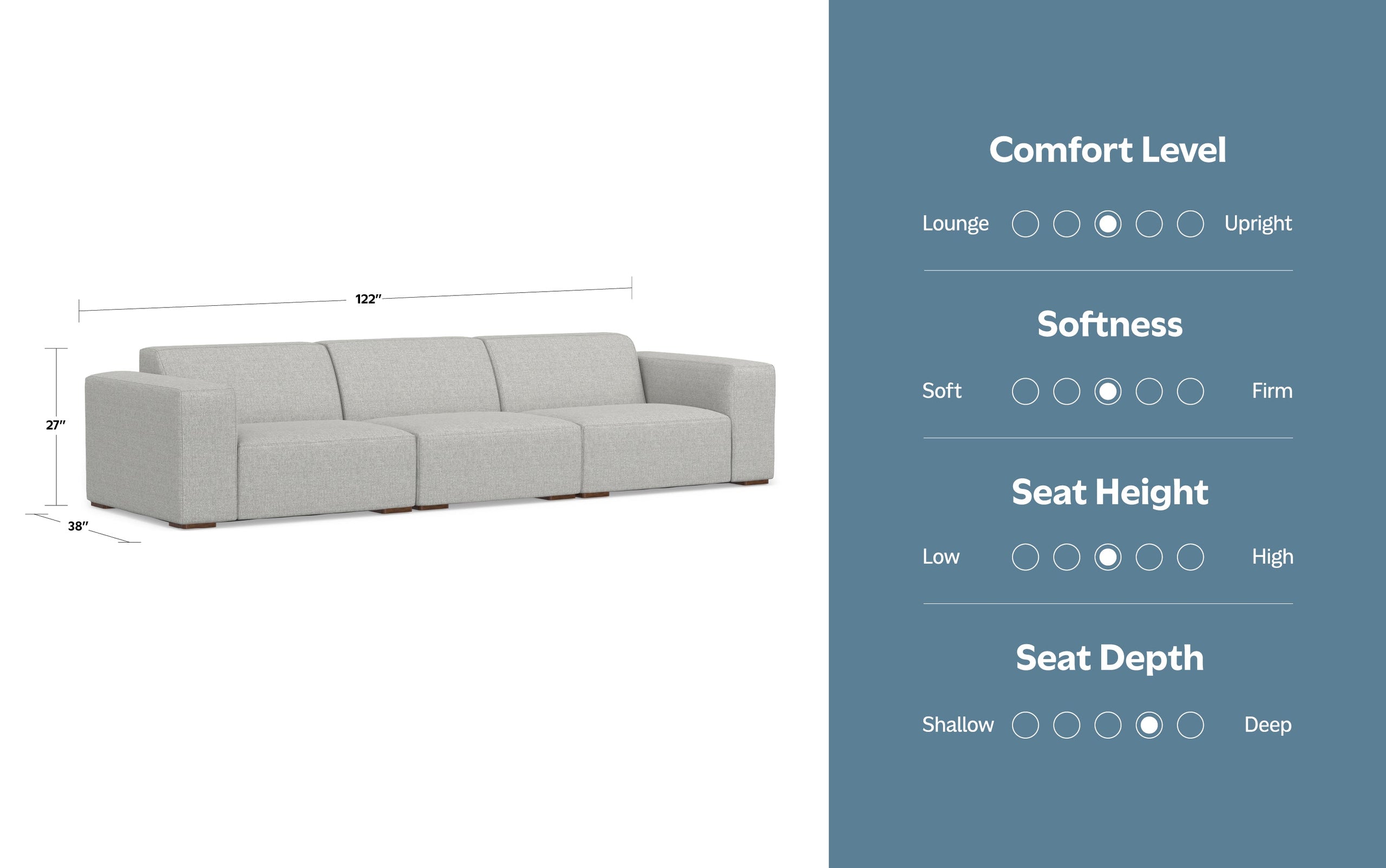 Pale Grey Performance Fabric | Rex 3 Seater Sofa Performance Fabric