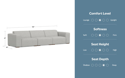 Pale Grey Performance Fabric | Rex 3 Seater Sofa Performance Fabric