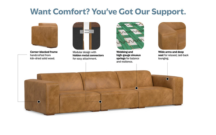 Sienna Genuine Leather | Rex 3 Seater Sofa in Genuine Leather