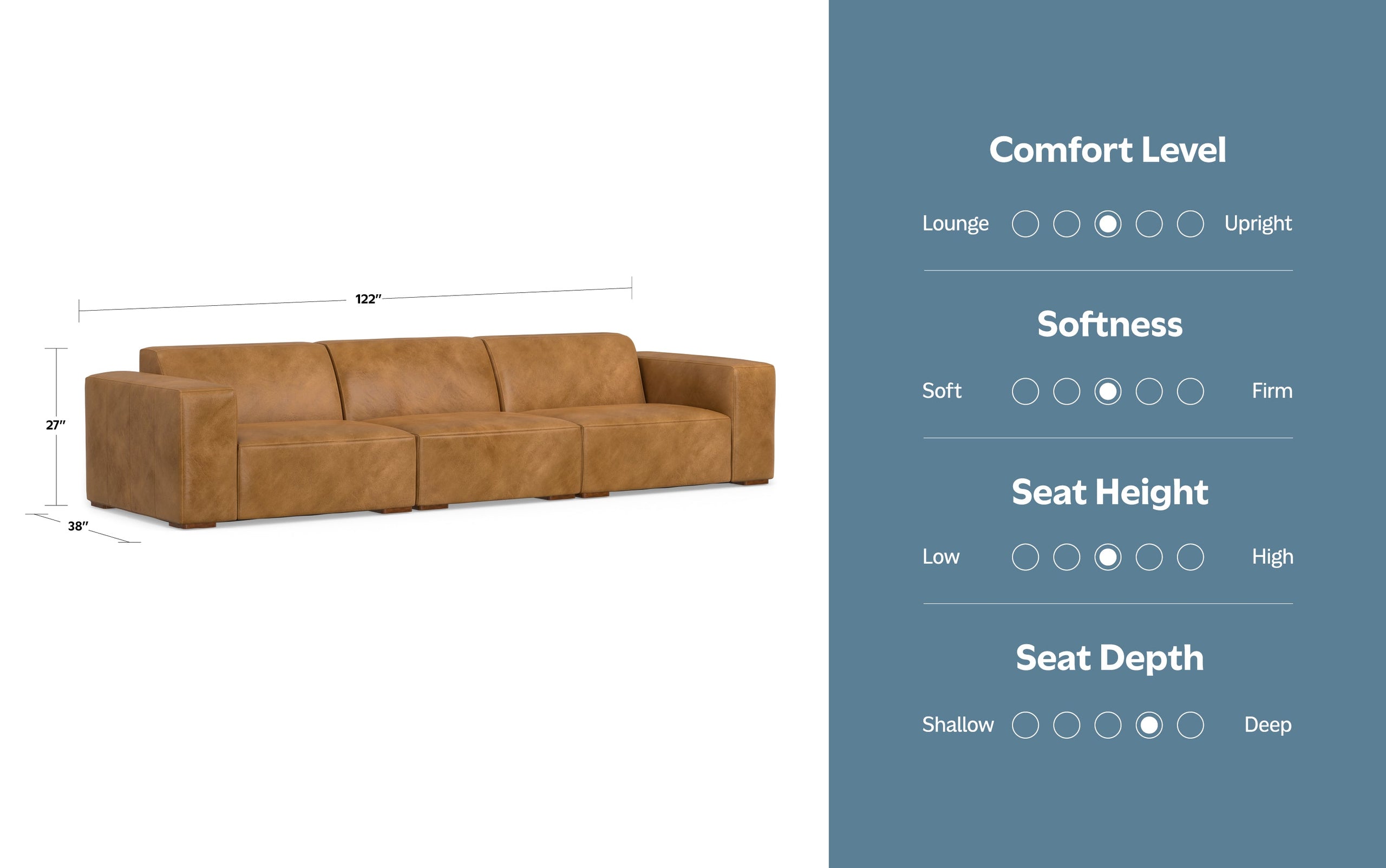 Sienna Genuine Leather | Rex 3 Seater Sofa in Genuine Leather