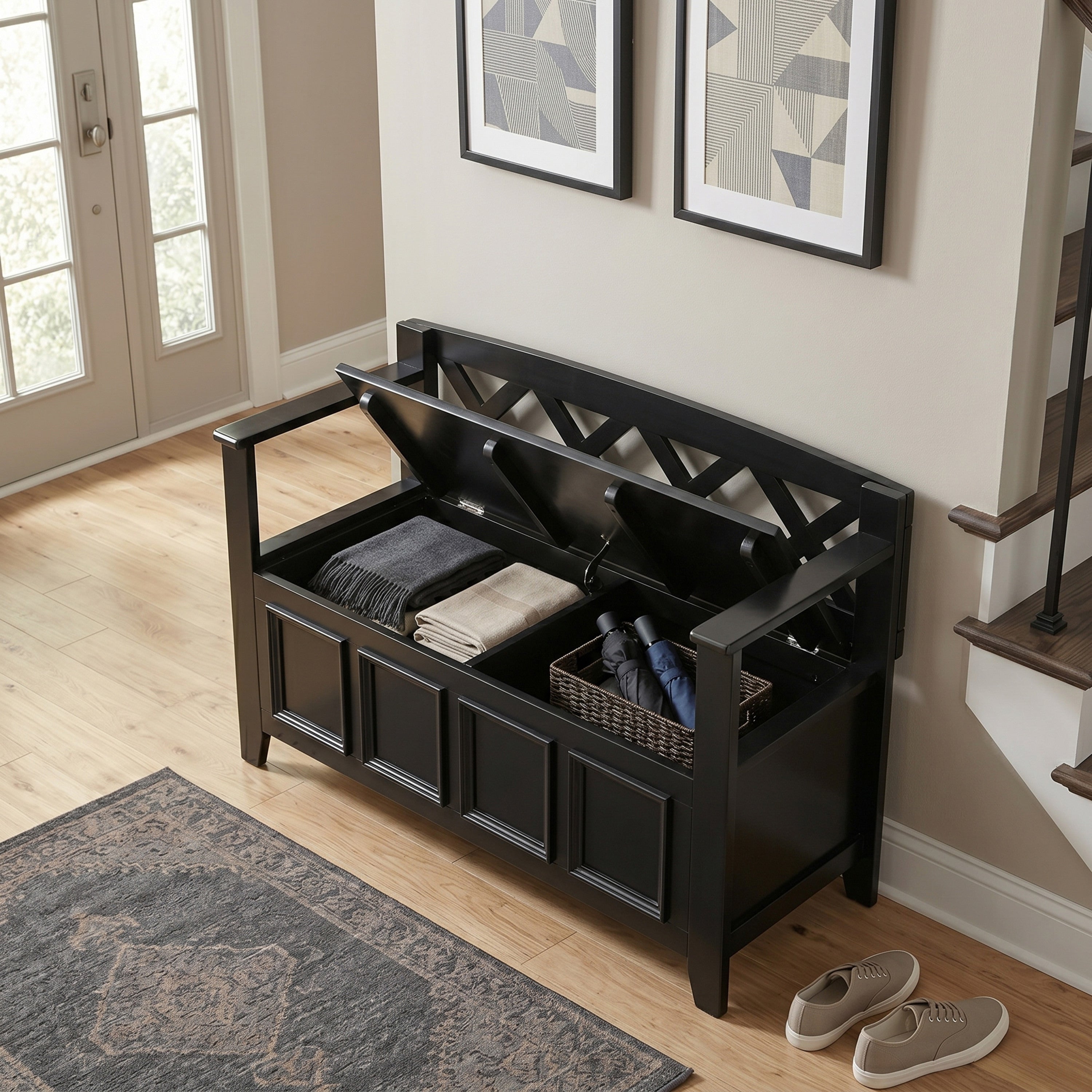 Solid Wood Entryway Bench | Amherst Storage Bench – Simpli Home