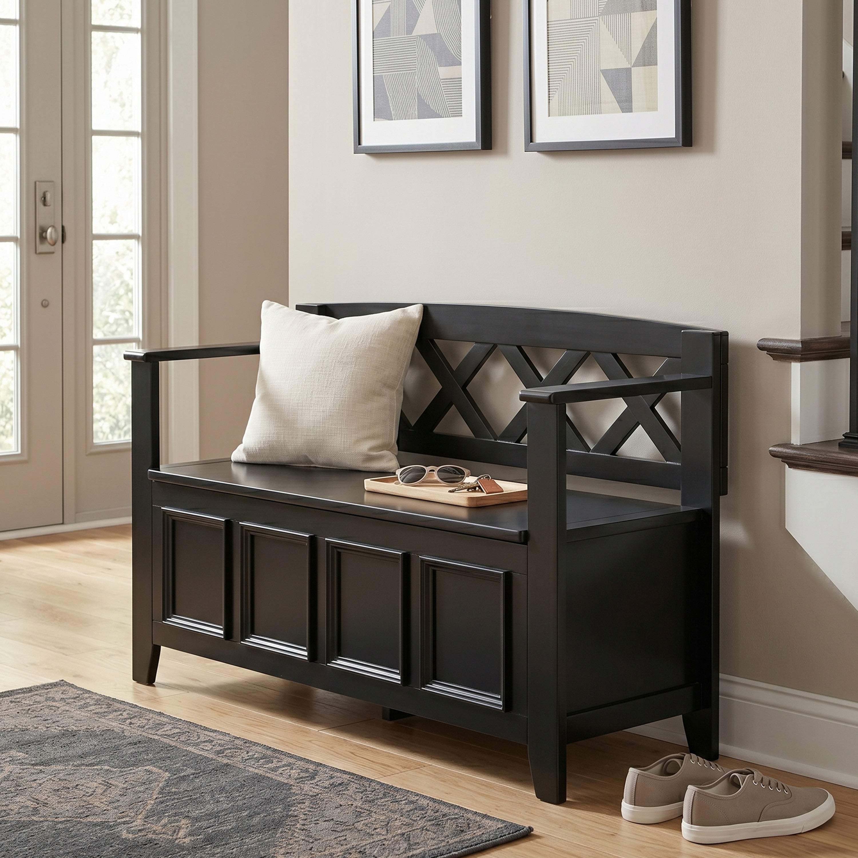Solid Wood Entryway Bench | Amherst Storage Bench – Simpli Home