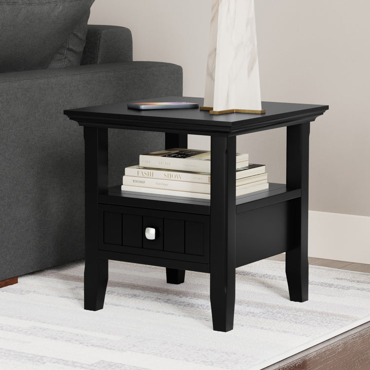 Black | Acadian End Table with Drawer