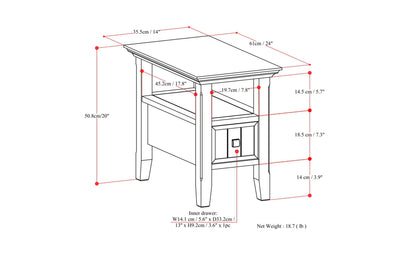 Light Golden Brown | Acadian Narrow Side Table with Drawer