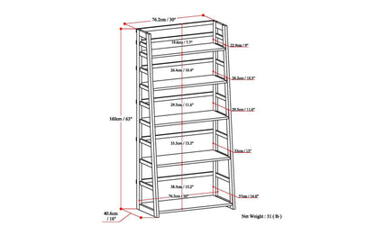 Light Golden Brown | Acadian Ladder Shelf Bookcase