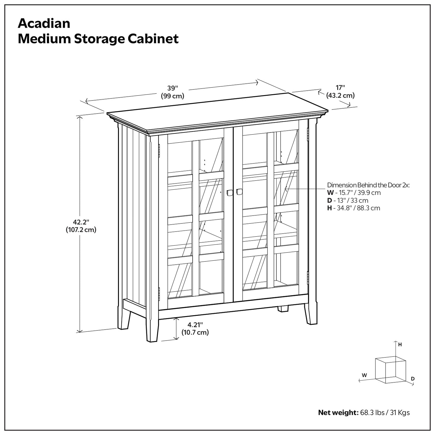 Distressed Coastal Blue | Acadian Medium Storage Cabinet