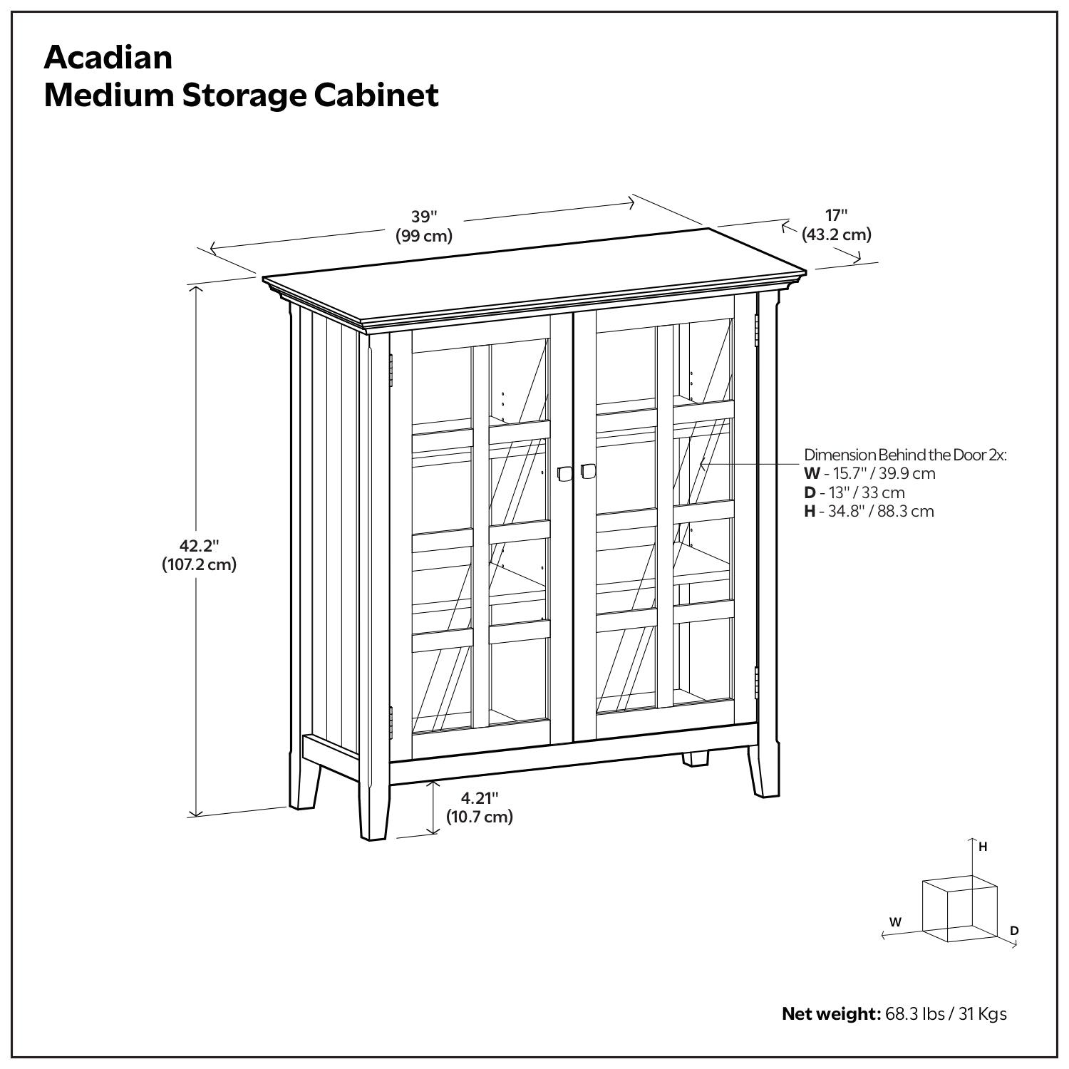 Distressed Coastal Blue | Acadian Medium Storage Cabinet
