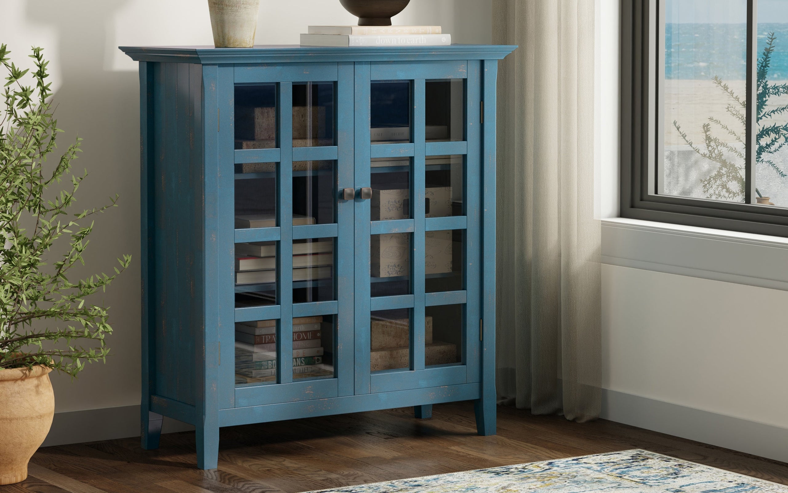 Distressed Coastal Blue | Acadian Medium Storage Cabinet
