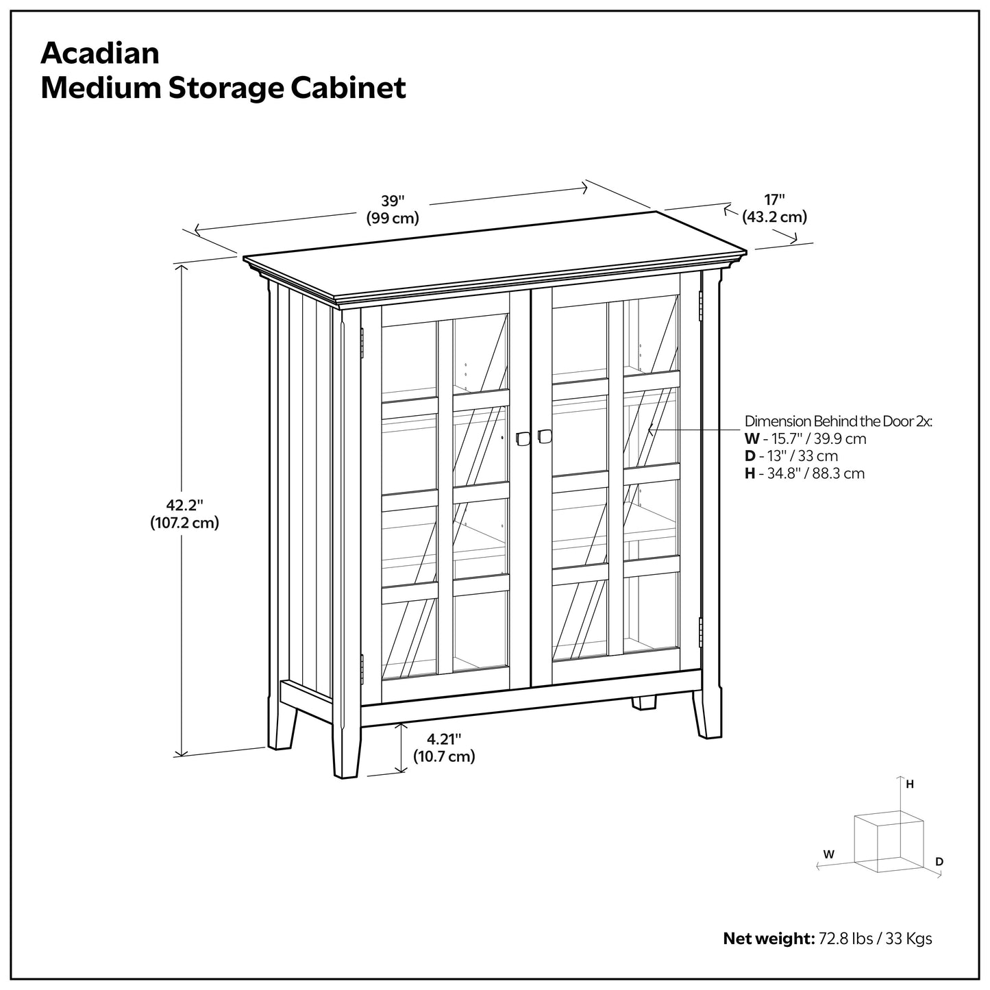 Distressed Grey | Acadian Medium Storage Cabinet