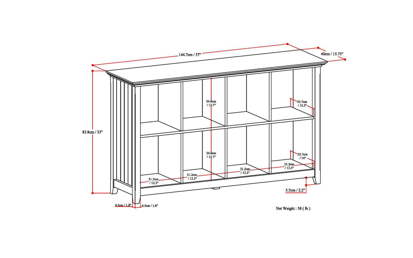 Acadian 8 Cube Storage Sofa Table