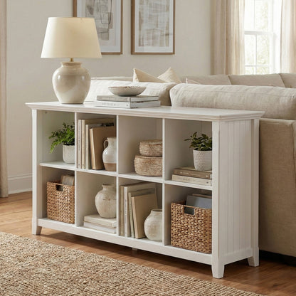White | Acadian 8 Cube Storage Sofa Table