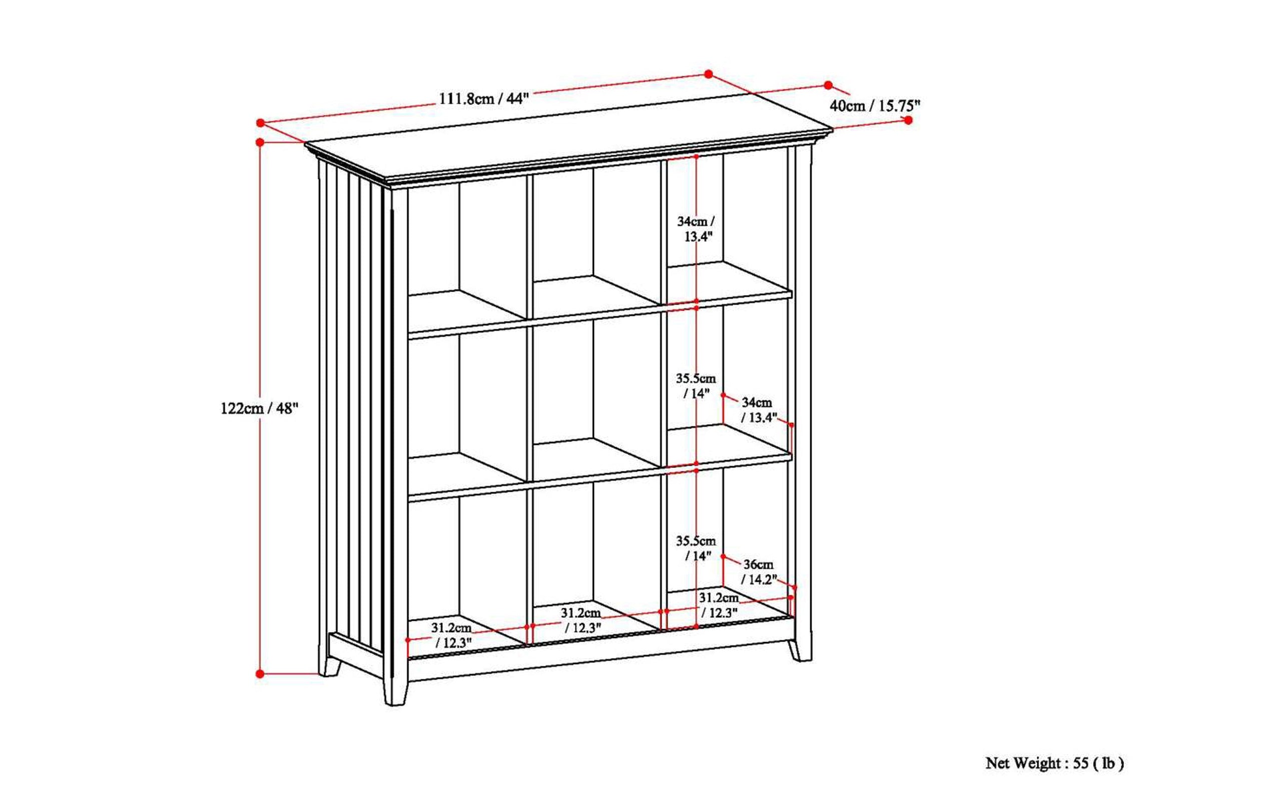 Light Golden Brown | Acadian 9 Cube Bookcase