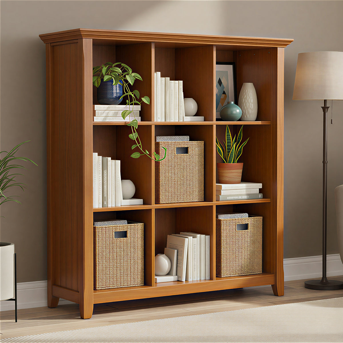 Light Golden Brown | Acadian 9 Cube Bookcase