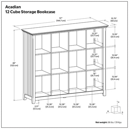 Black | Acadian 12 Cube Bookcase