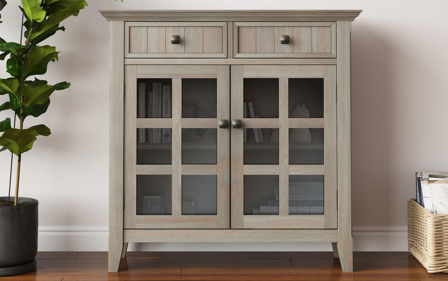 Distressed Grey | Acadian Entryway Storage Cabinet