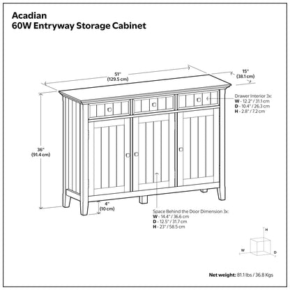 Acadian Wide Entryway Storage Cabinet