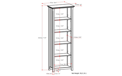 Brunette Brown | Acadian 5 Shelf Bookcase