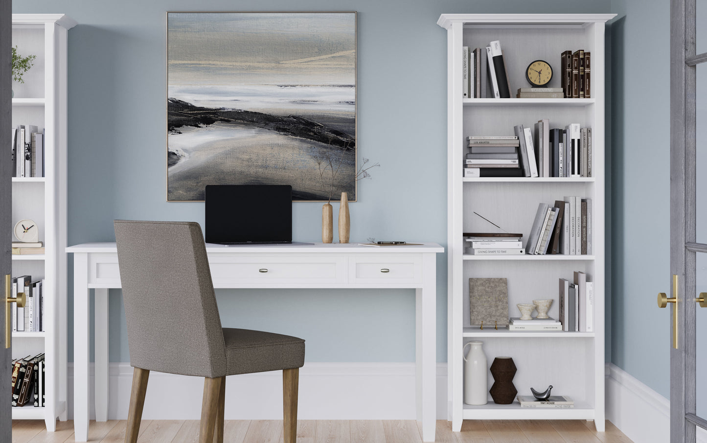 White | Acadian 5 Shelf Bookcase
