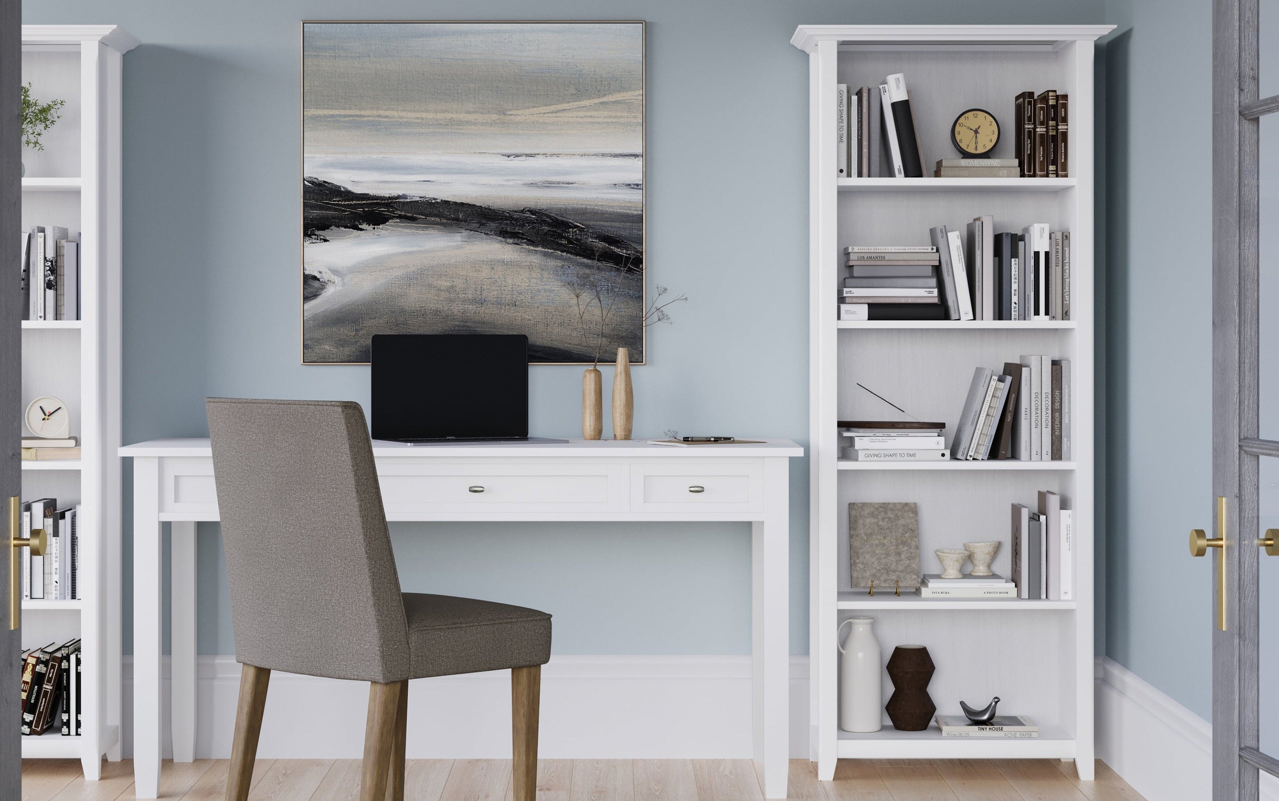 White | Acadian 5 Shelf Bookcase