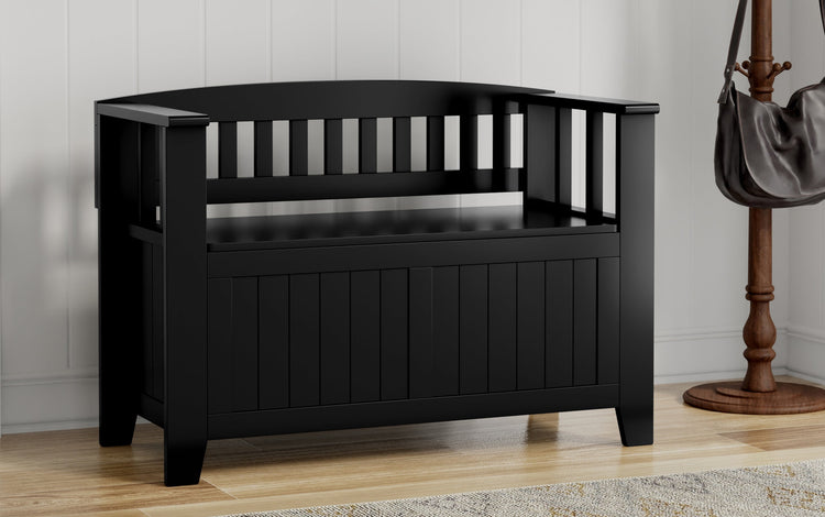 Black | Acadian Small Entryway Storage Bench