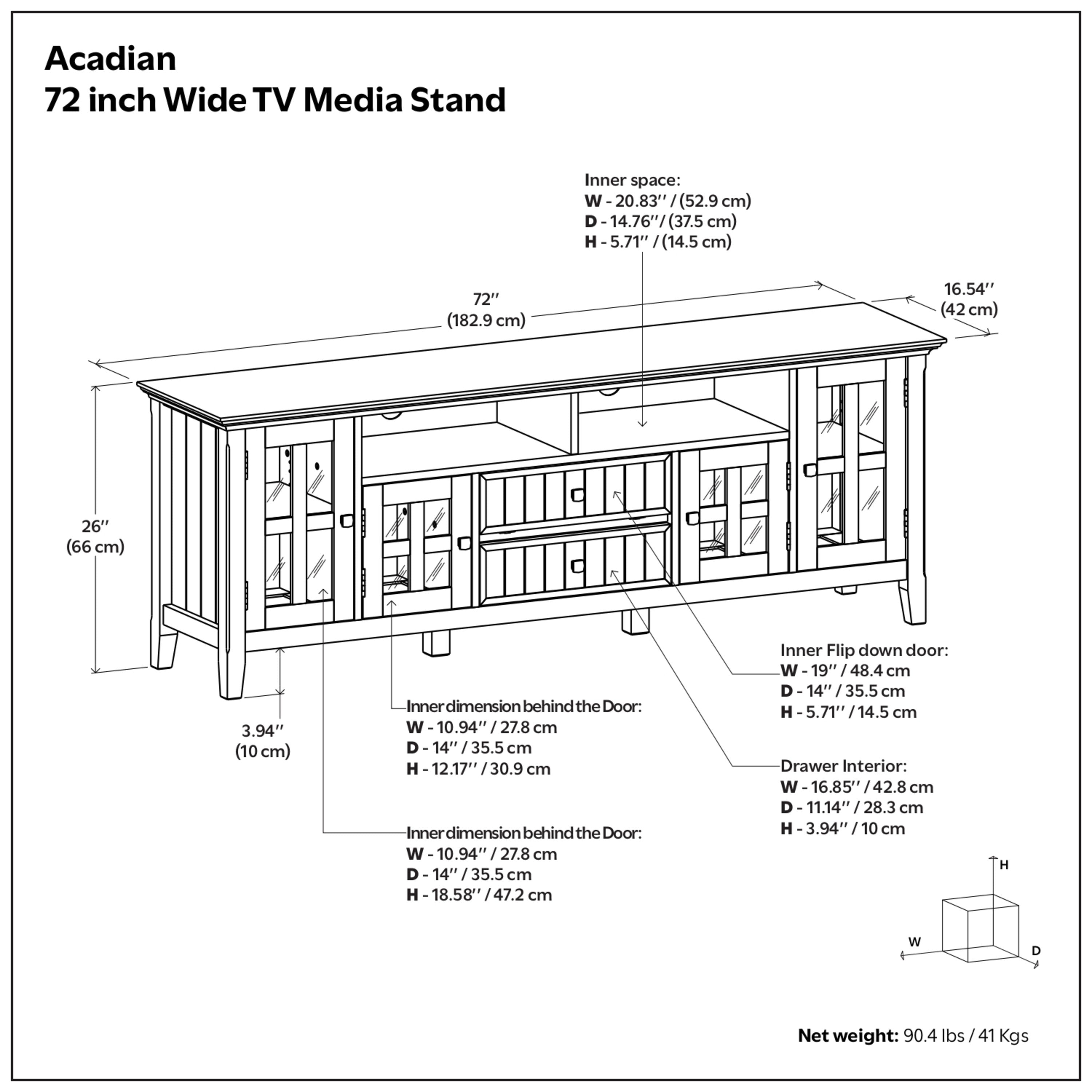 72 Inch Solid Wood TV Stand | Acadian Wide Media Console – Simpli Home