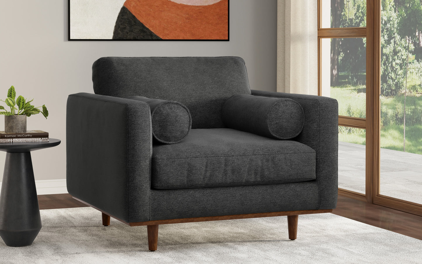 Charcoal Grey Performance Fabric | Morrison Arm Chair in Performance Fabric