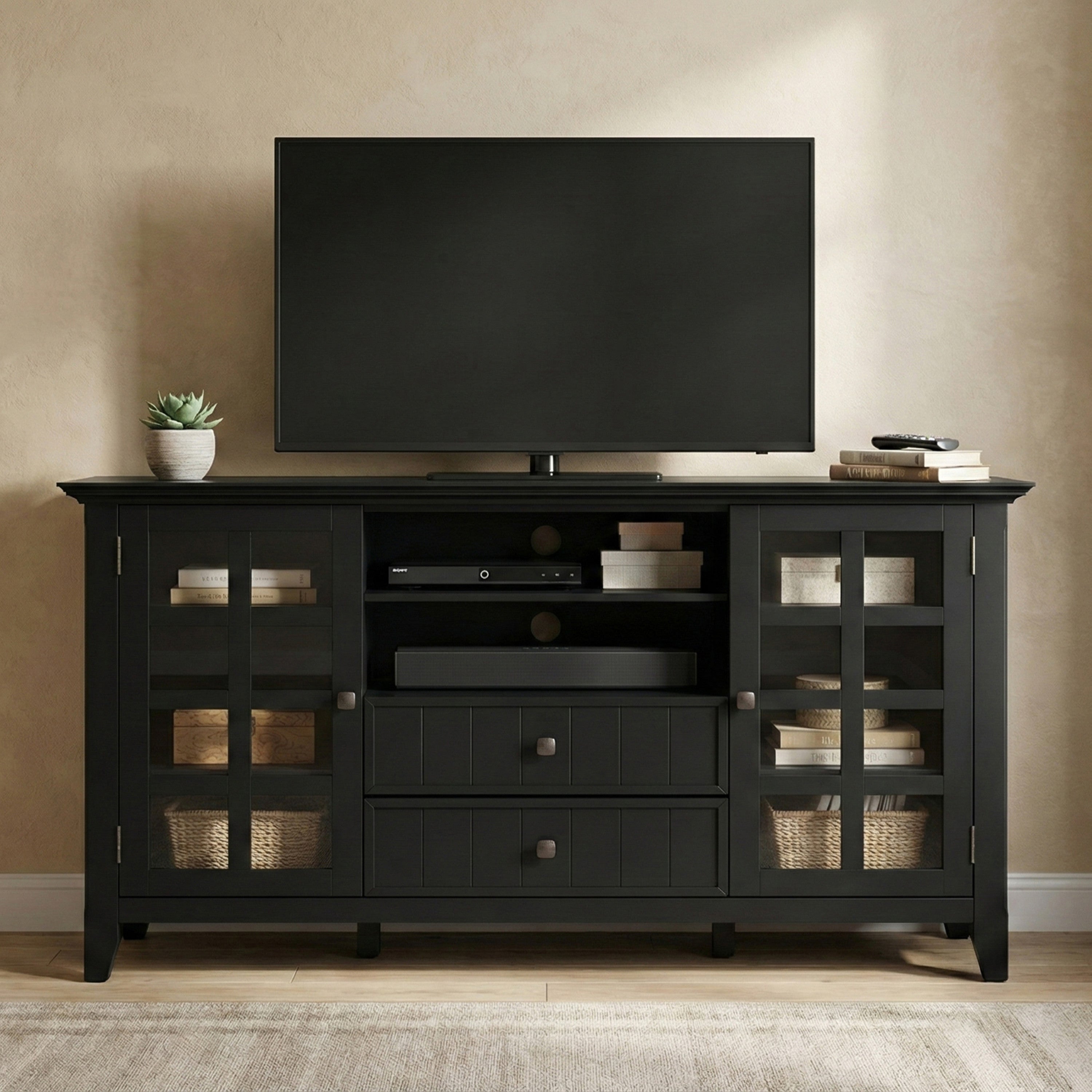 Solid Wood TV Stand | Acadian Tall TV Media Stand – Simpli Home