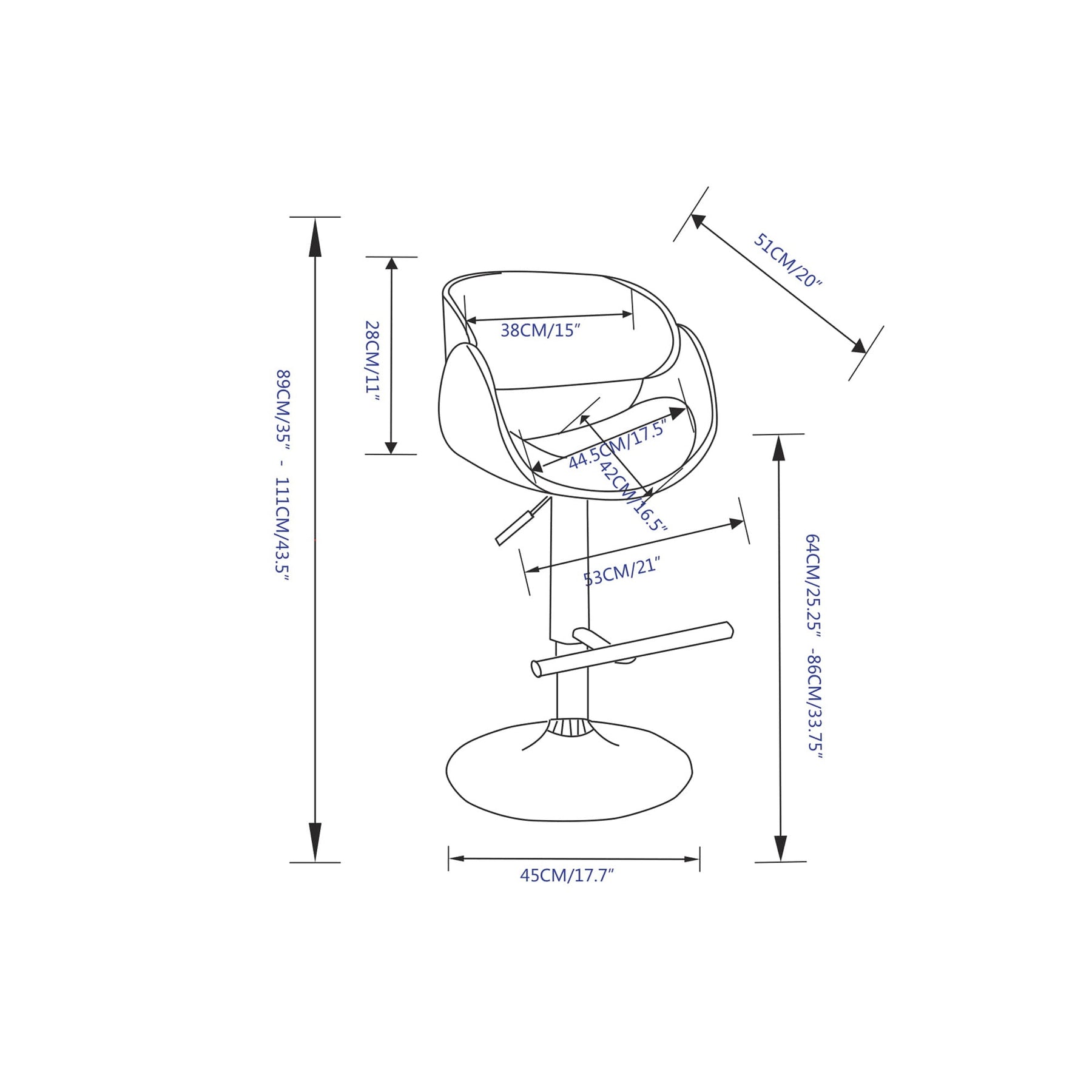 White | Amery Adjustable Swivel Bar Stool